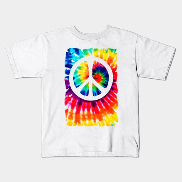 Cool Tees Peace Symbol Tie Dye Kids T-Shirt by COOLTEESCLUB